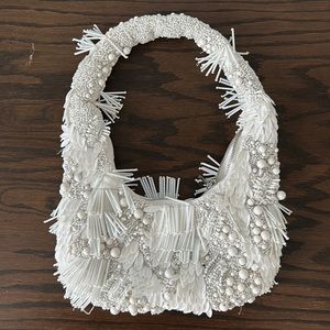 Beaded white handbag